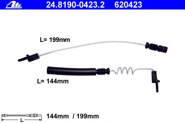 24.8190-0423.2 ATE contacto de aviso, desgaste de los frenos, trasero