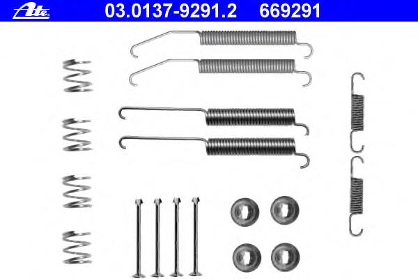 03.0137-9291.2 ATE kit de montaje, zapatas de freno traseras