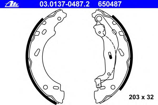 03.0137-0487.2 ATE zapatas de frenos de tambor traseras