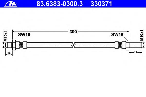 83.6383-0300.3 ATE tubo flexible de frenos trasero