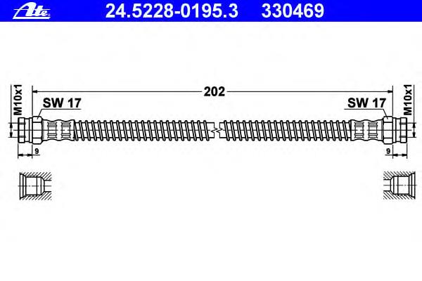 24.5228-0195.3 ATE tubo flexible de frenos trasero