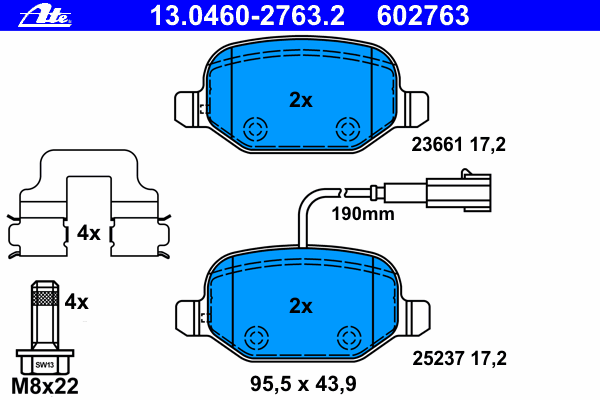 13.0460-2763.2 ATE pastillas de freno traseras