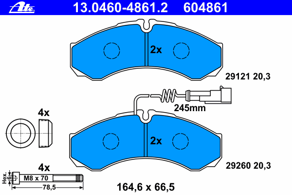 13.0460-4861.2 ATE pastillas de freno traseras