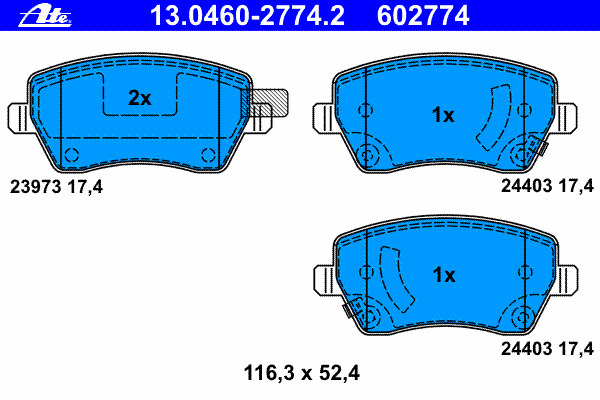 13.0460-2774.2 ATE pastillas de freno delanteras