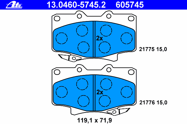 13.0460-5745.2 ATE pastillas de freno delanteras