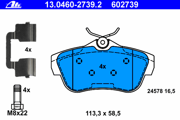 13.0460-2739.2 ATE pastillas de freno traseras