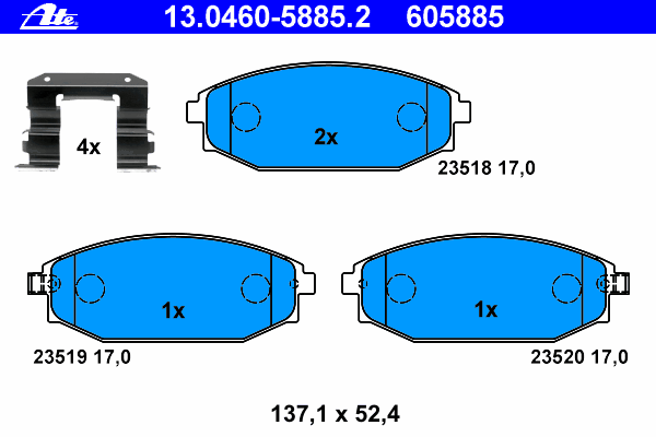 13.0460-5885.2 ATE pastillas de freno delanteras