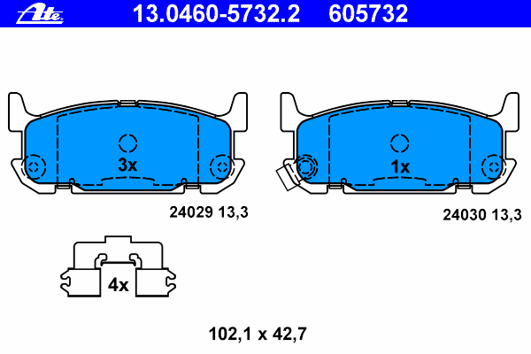 13.0460-5732.2 ATE pastillas de freno traseras