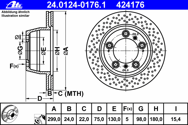 24.0124-0176.1 ATE disco de freno trasero