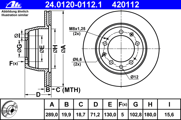 24.0120-0112.1 ATE disco de freno trasero