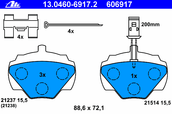 13.0460-6917.2 ATE pastillas de freno traseras