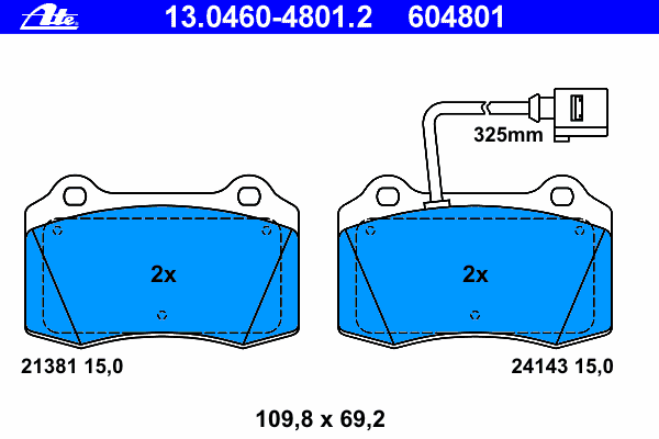 13.0460-4801.2 ATE pastillas de freno delanteras