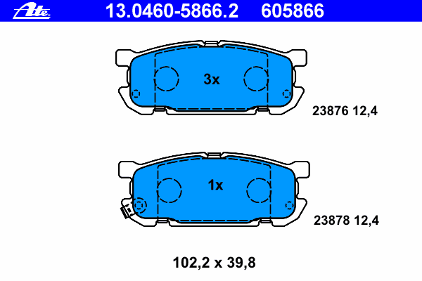 13.0460-5866.2 ATE pastillas de freno traseras