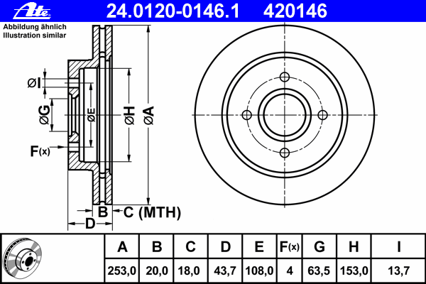 Comprar 24012001461 ATE Disco de freno trasero