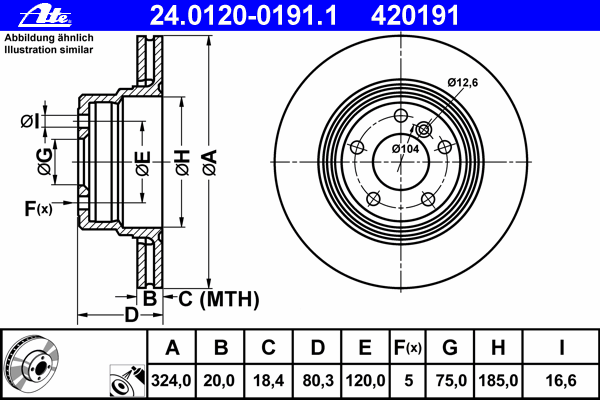 24012001911 ATE disco de freno trasero