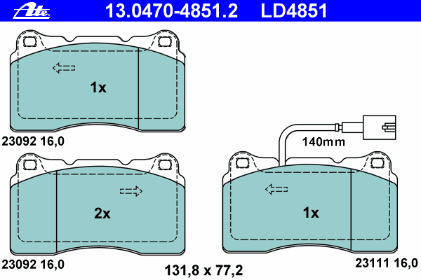 13.0470-4851.2 ATE pastillas de freno delanteras