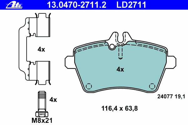 13.0470-2711.2 ATE pastillas de freno delanteras