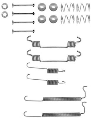 8DZ355200811 HELLA kit de montaje, zapatas de freno traseras