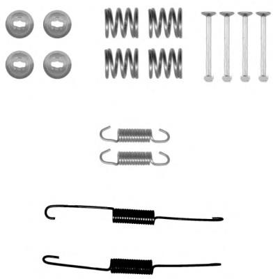 8DZ355201021 HELLA kit de montaje, zapatas de freno traseras