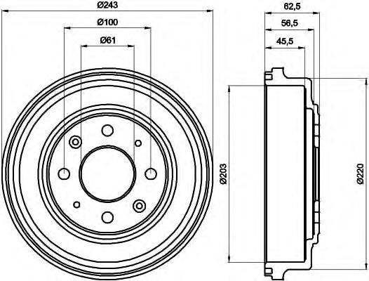 8DT355300231 HELLA freno de tambor trasero