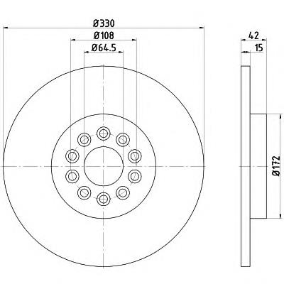 Disco de freno trasero 8DD355116711 HELLA