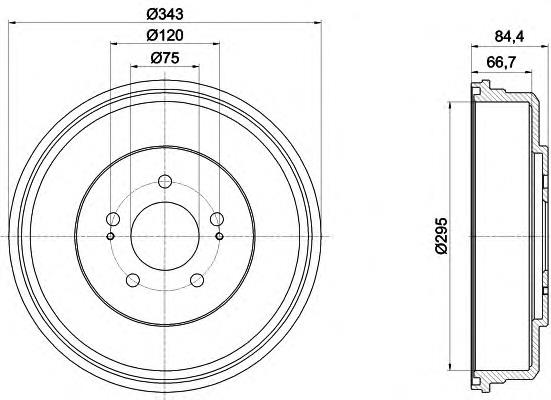 Freno de tambor trasero 8DT355301871 HELLA