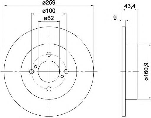 8DD355118511 HELLA disco de freno trasero