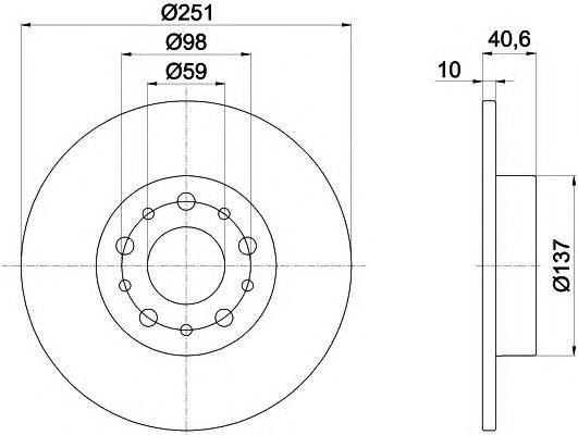 8DD355118071 HELLA disco de freno trasero