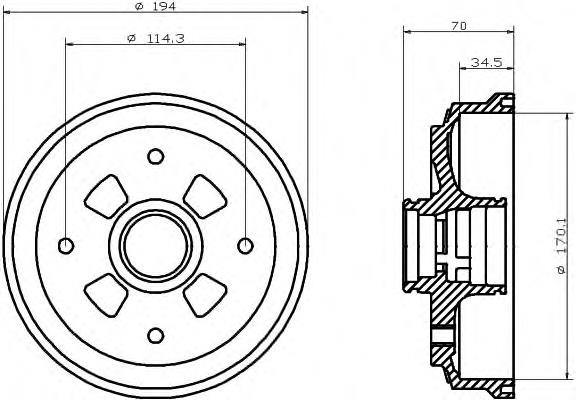 Freno de tambor trasero 8DT355302001 HELLA