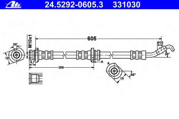 24.5292-0605.3 ATE tubo flexible de frenos delantero izquierdo
