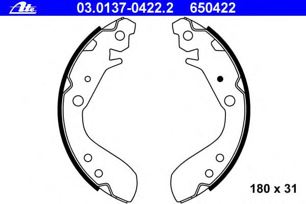 03.0137-0422.2 ATE zapatas de frenos de tambor traseras