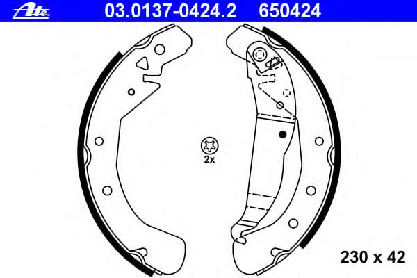 03.0137-0424.2 ATE zapatas de frenos de tambor traseras