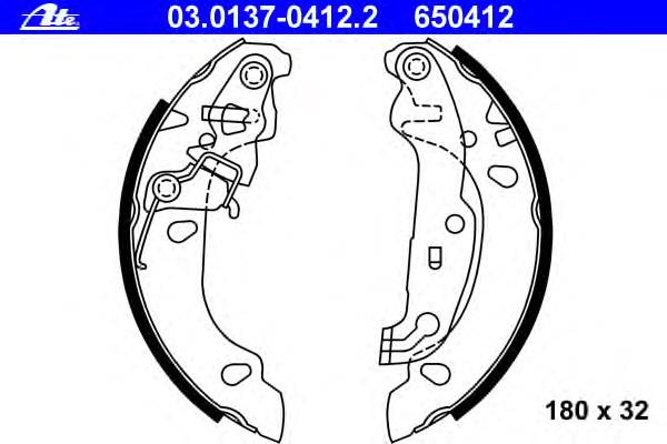 03013704122 ATE zapatas de frenos de tambor traseras