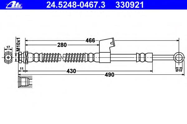 24.5248-0467.3 ATE tubo flexible de frenos delantero derecho