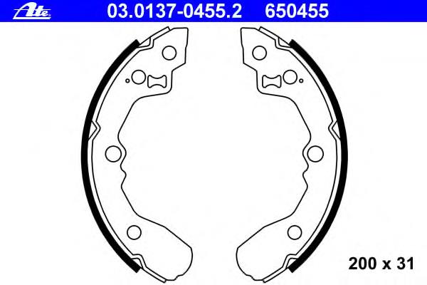 03.0137-0455.2 ATE zapatas de frenos de tambor traseras