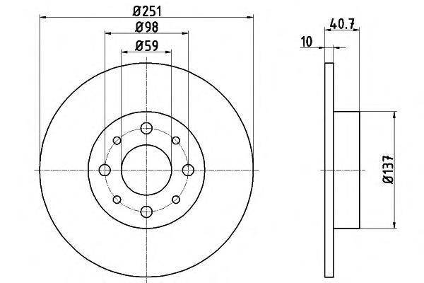 8DD355116441 HELLA disco de freno trasero