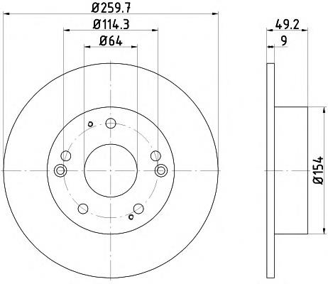 Disco de freno trasero 8DD355117091 HELLA