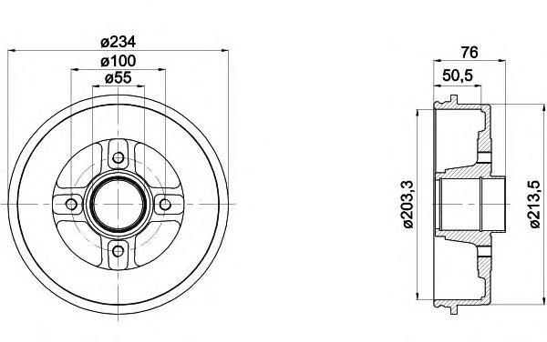 8DT355300641 HELLA freno de tambor trasero