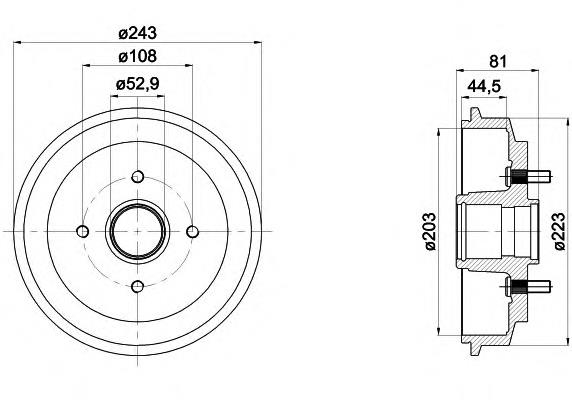 8DT355300601 HELLA freno de tambor trasero