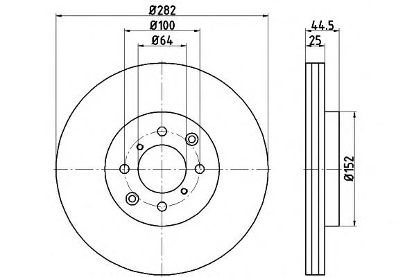 Freno de disco delantero 8DD355114921 HELLA