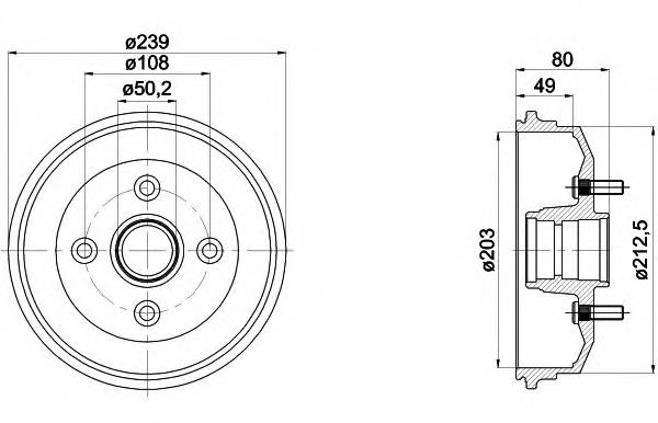 8DT355301361 HELLA freno de tambor trasero