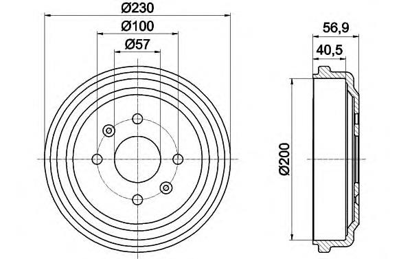 Freno de tambor trasero 8DT355300961 HELLA