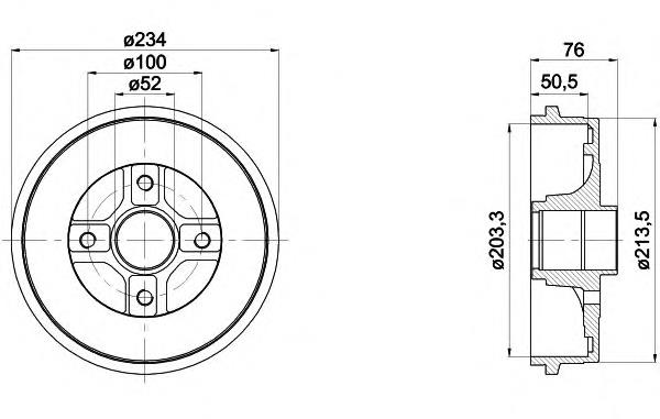 Freno de tambor trasero 8DT355301071 HELLA