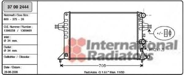 Radiador refrigeración del motor 37002444 VAN Wezel