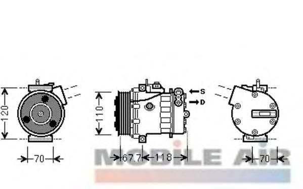 1700K384 VAN Wezel compresor de aire acondicionado