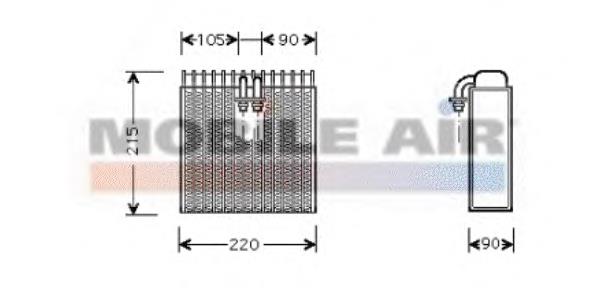 Evaporador, aire acondicionado 1700V257 VAN Wezel