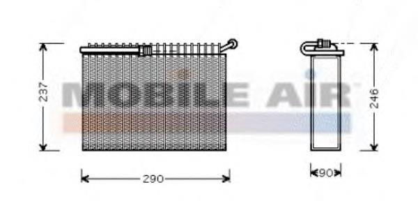 Evaporador, aire acondicionado 0100V022 VAN Wezel