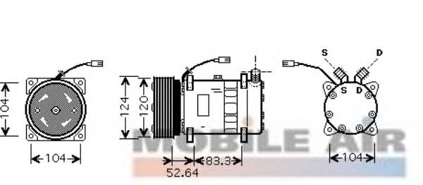 Compresor de aire acondicionado 0100K095 VAN Wezel