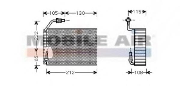 Evaporador, aire acondicionado 4000V119 VAN Wezel