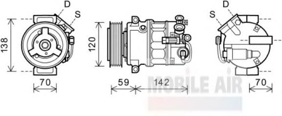 3700K579 VAN Wezel compresor de aire acondicionado